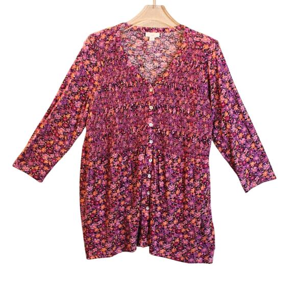 J. Jill Purple and Orange Blouse Vibrant Top Women's Medium - Picture 6 of 13